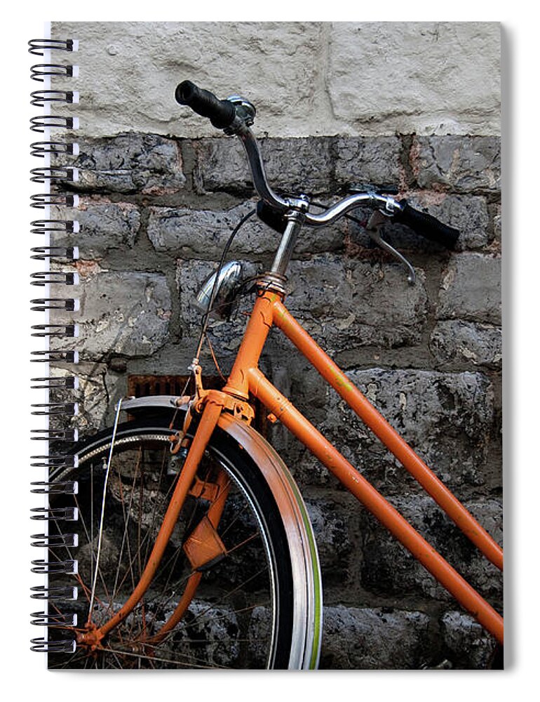 Netherlands Spiral Notebook featuring the photograph Orange Bike by If I Were Going Photography - Leonie Poot