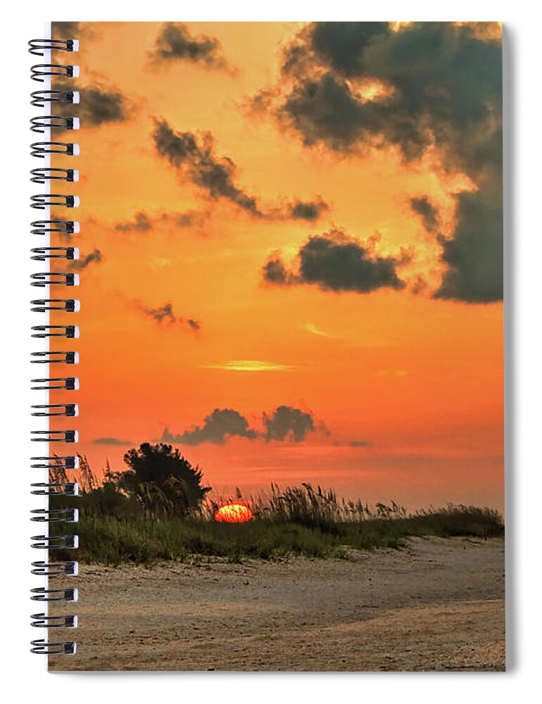 Sunrise Spiral Notebook featuring the photograph Orange Sunrise Over Sanibel Island by Jeff Breiman