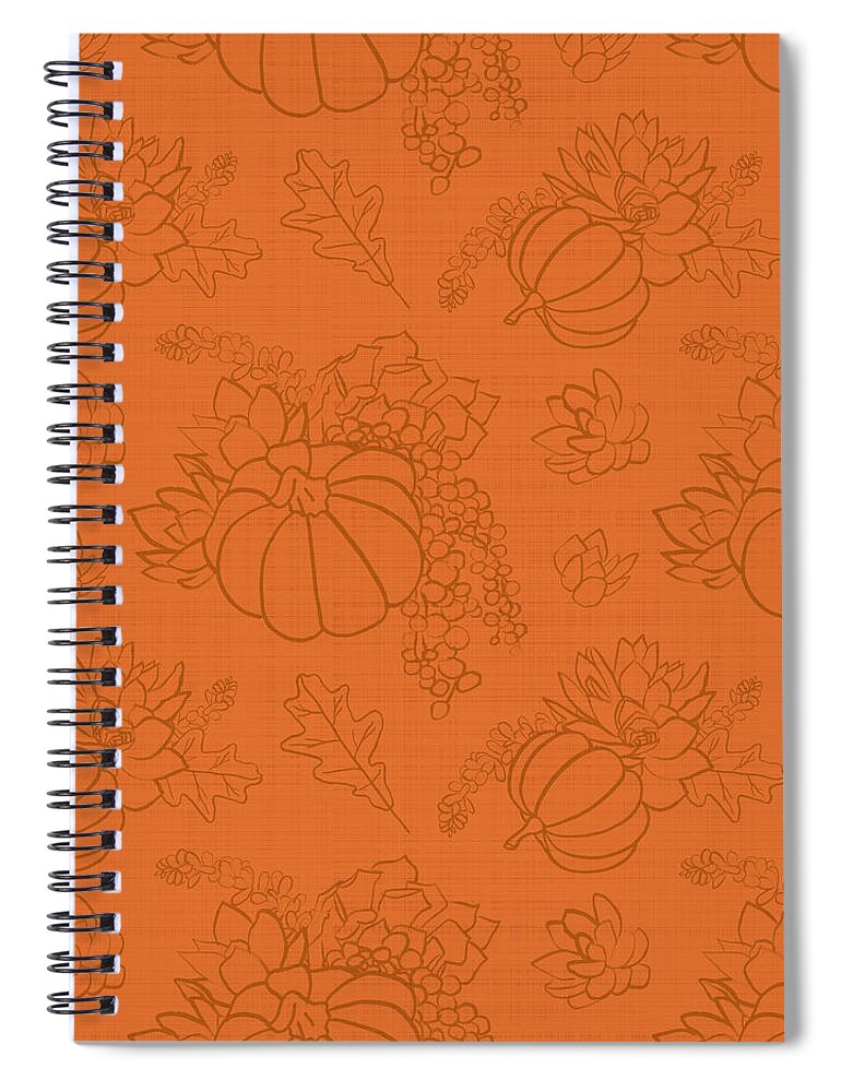 Succulents Spiral Notebook featuring the painting Orange Tonal Succulent Pumpkin Pattern by Jen Montgomery by Jen Montgomery