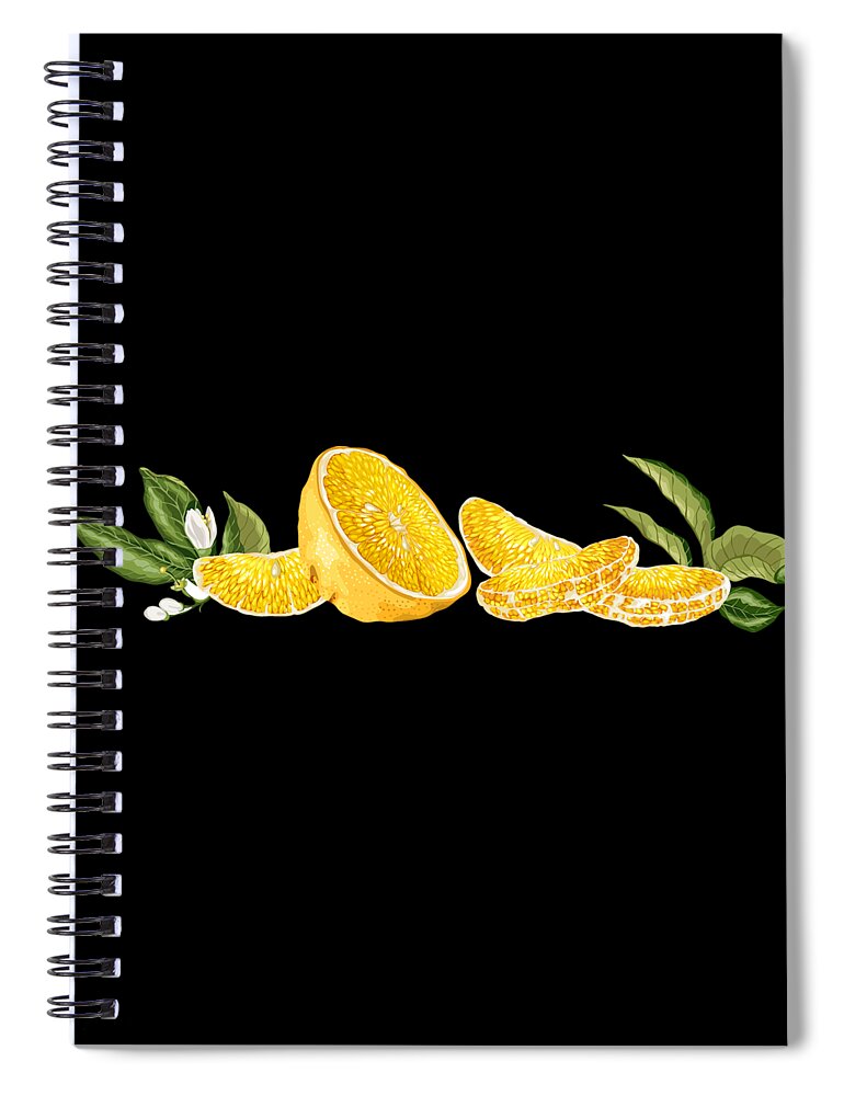 Orange Spiral Notebook featuring the digital art Orange with flowers by Yulia Fushtey