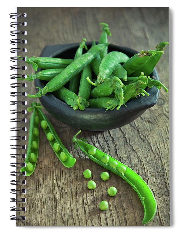 Material Spiral Notebook featuring the photograph Organic Peas by Kcline