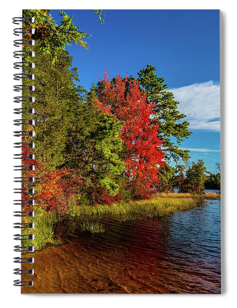 Fall Spiral Notebook featuring the photograph Oswego Lake Pinelands by Louis Dallara