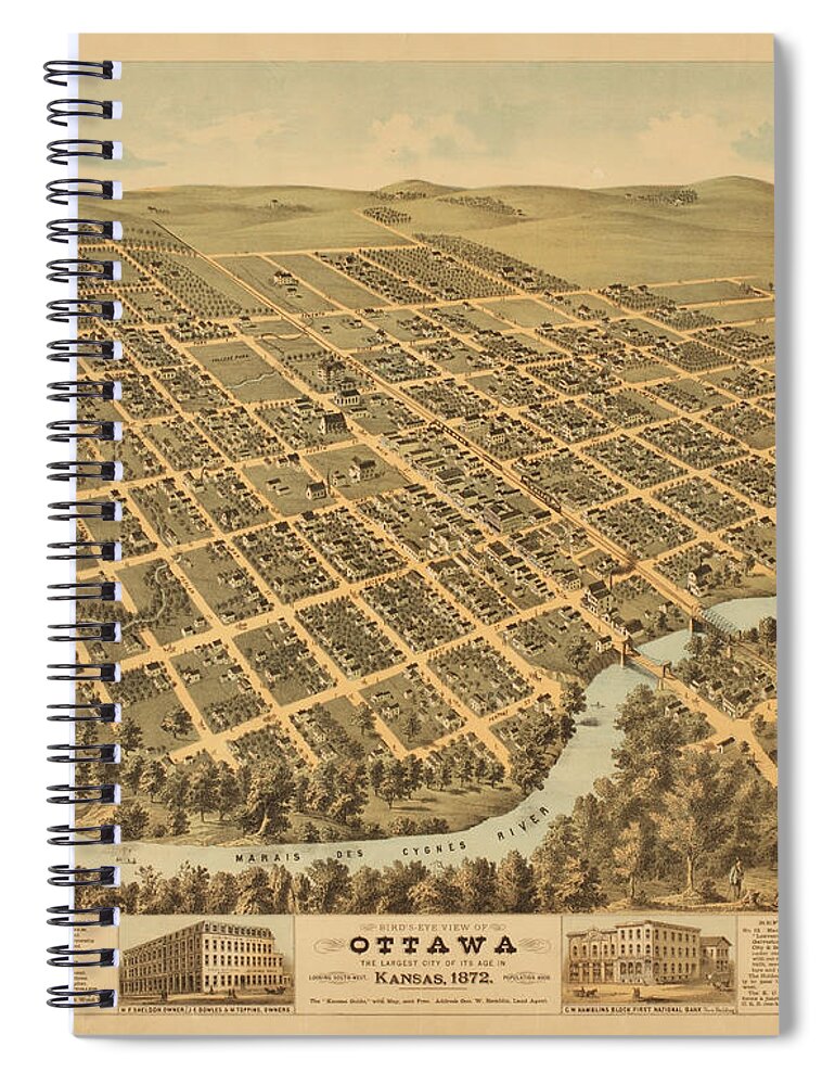 Map Spiral Notebook featuring the digital art Ottawa by Jeff Phillippi