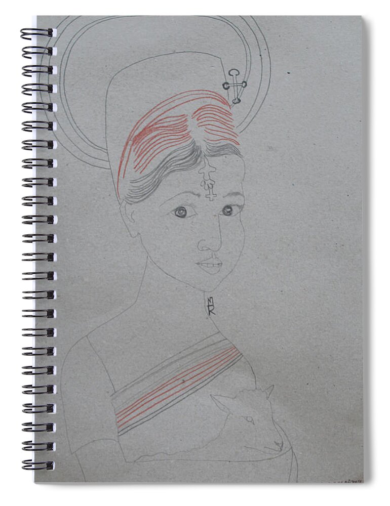 Jesus Christ Spiral Notebook featuring the painting Our Lady Of Asia Saint Mary Divine Shepherdess by Gloria Ssali