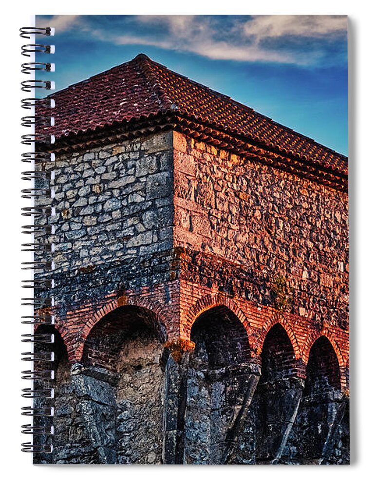Ourem Spiral Notebook featuring the photograph Ourem Castle Dusk - Portugal by Stuart Litoff