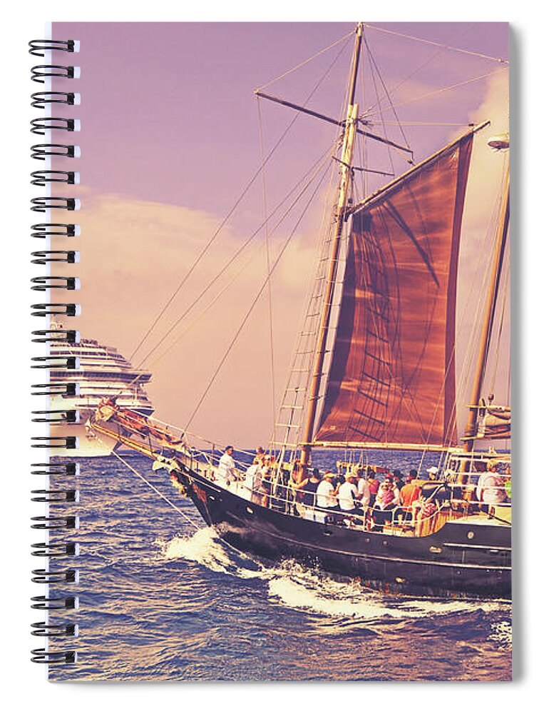 Boats Spiral Notebook featuring the photograph Outclassed by Climate Change VI - Sales