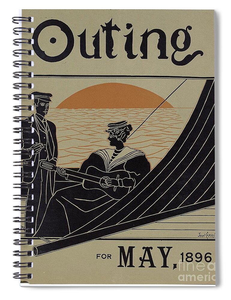 Courtship Spiral Notebook featuring the drawing Outing, For May, 1896, 1896 by Jean Carré