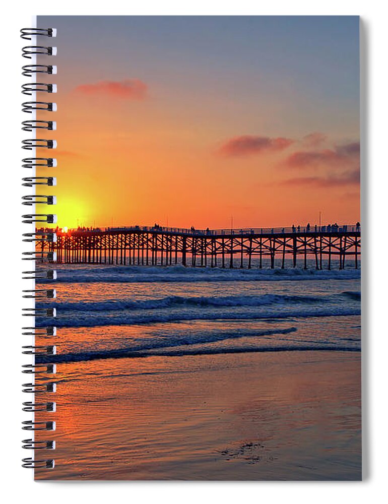 Pier Spiral Notebook featuring the photograph Pacific Beach Pier Sunset by Peter Tellone