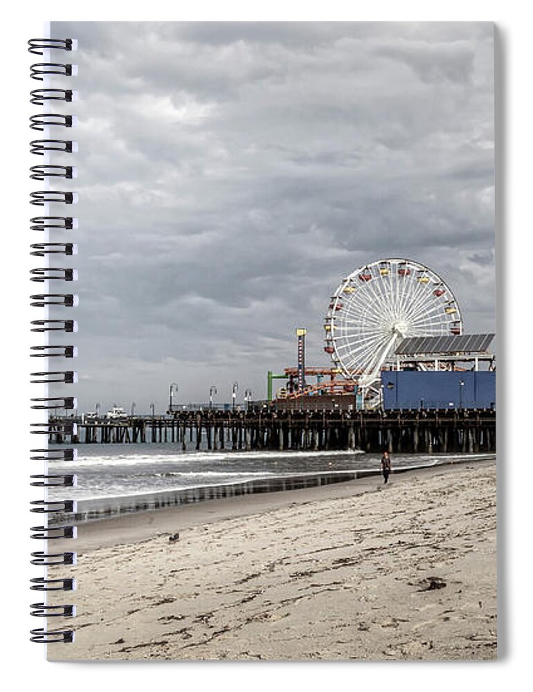 Santa Monica Pier Spiral Notebook featuring the photograph Pacific Park on The Pier-Desaturated by Gene Parks