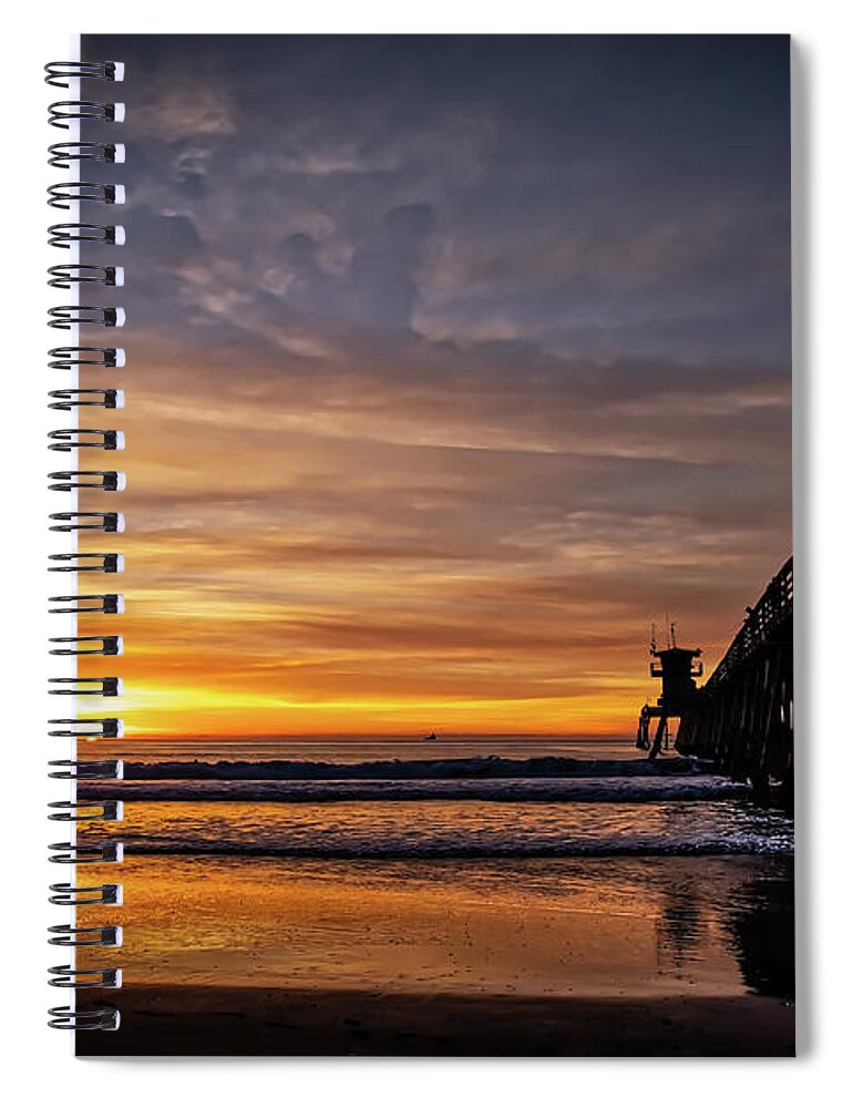 Beach Spiral Notebook featuring the photograph Pacific Sunset 1 by Bill Chizek