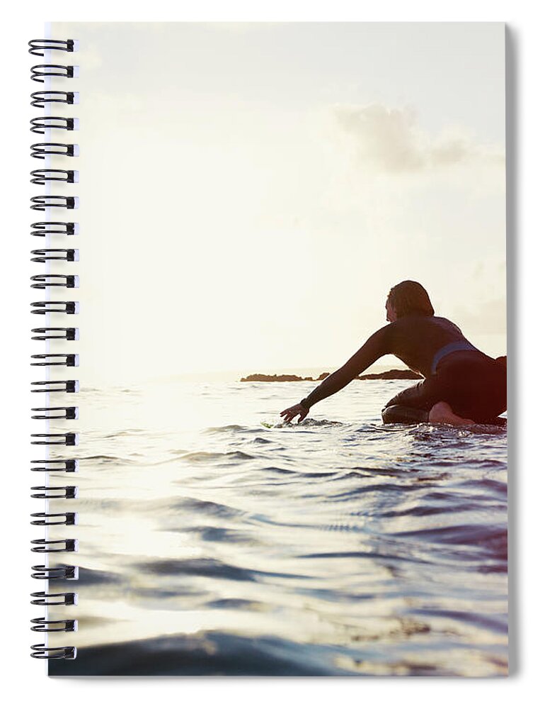 People Spiral Notebook featuring the photograph Paddling Out by Mark Leary