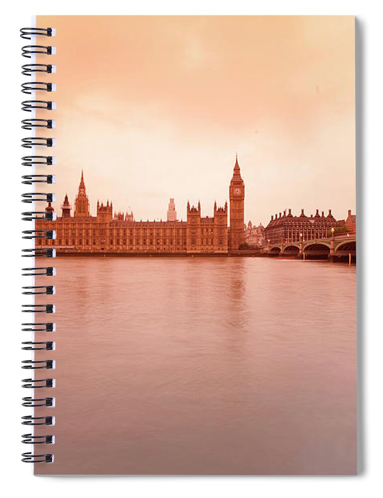 Clock Tower Spiral Notebook featuring the photograph Palace Of Westminster At Sunset by Massimo Pizzotti