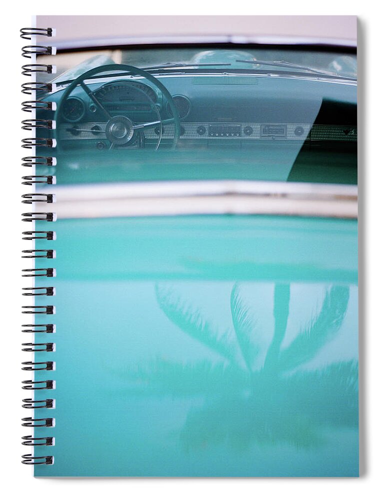 Outdoors Spiral Notebook featuring the photograph Palm Tree Reflection On Car by Jörgen Persson - Www.rebusfilm.se