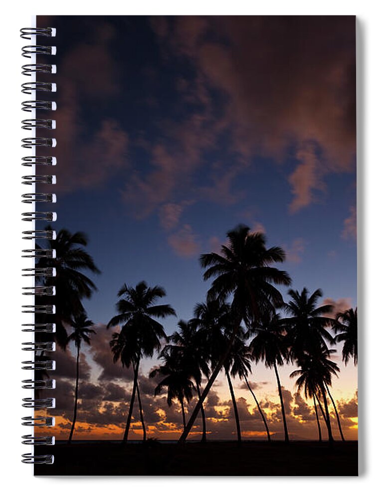 Antigua Spiral Notebook featuring the photograph Palm Trees And Colorful Sunset by Michaelutech
