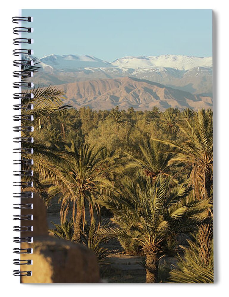 Scenics Spiral Notebook featuring the photograph Palm Trees, Mountains And Kasbah by Edenexposed