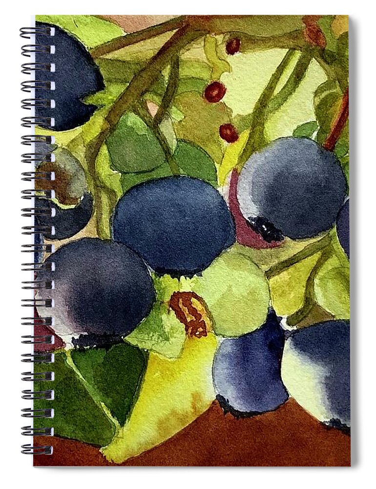 Blueberries Spiral Notebook featuring the painting Pancakes, Muffins, Pies by Nicole Curreri