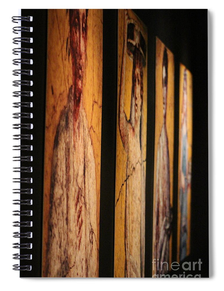 Gold Spiral Notebook featuring the photograph Panels of Art at Pompeii Exhibit Reagan Library by Colleen Cornelius
