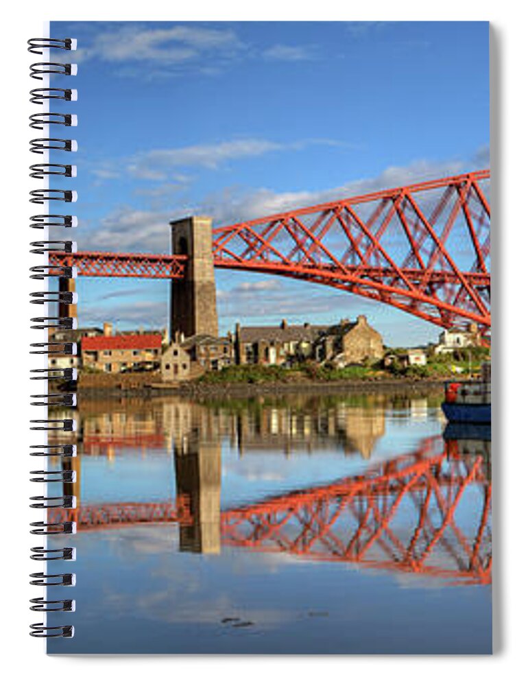 Cantilever Bridge Spiral Notebook featuring the photograph Panorama Of The Forth Railway Bridge by Gannet77