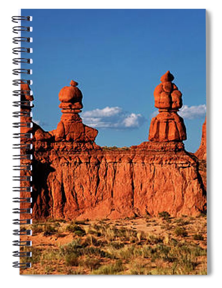 North America Spiral Notebook featuring the photograph Panorama Three Sisters Hoodoo Goblin Valley Utah by Dave Welling