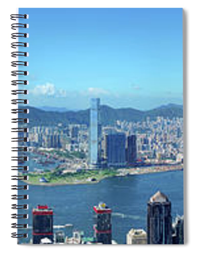 Downtown District Spiral Notebook featuring the photograph Panoramic View Of Hong Kong At Day by Samxmeg