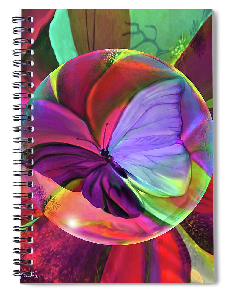 Butterfly Spiral Notebook featuring the digital art Papillon de Grace by Robin Moline