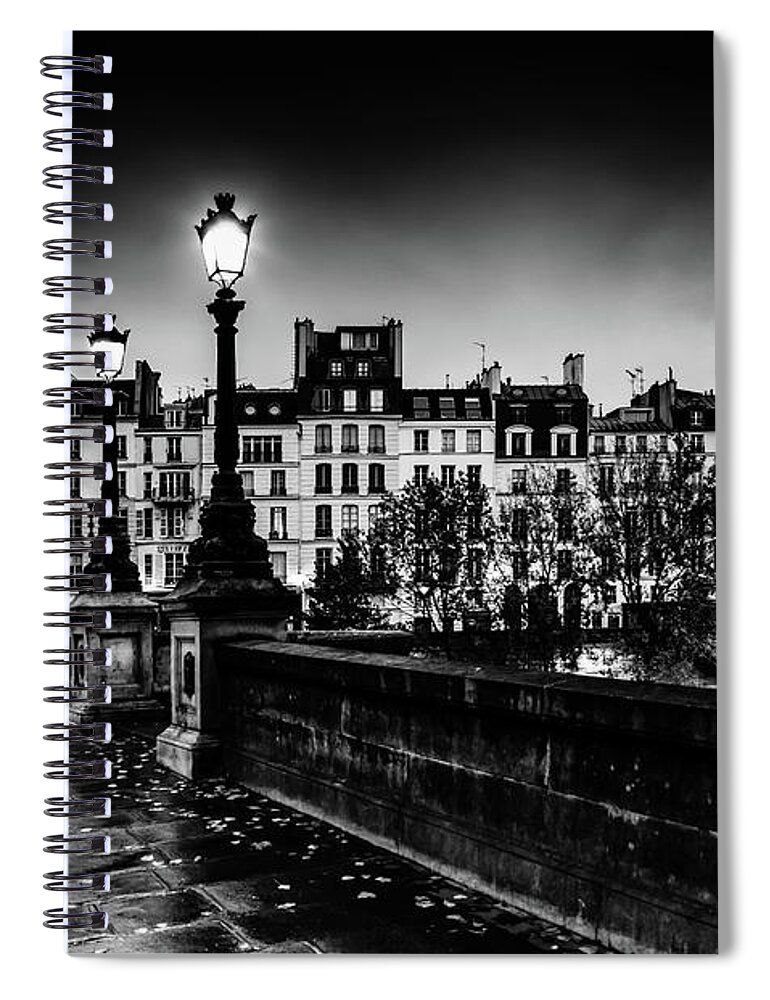 Pont Neuf Spiral Notebook featuring the photograph Paris at Night Pont Neuf by M G Whittingham