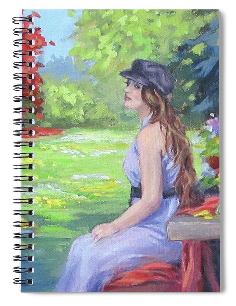 Park Spiral Notebook featuring the painting Park Repose by Karen Ilari