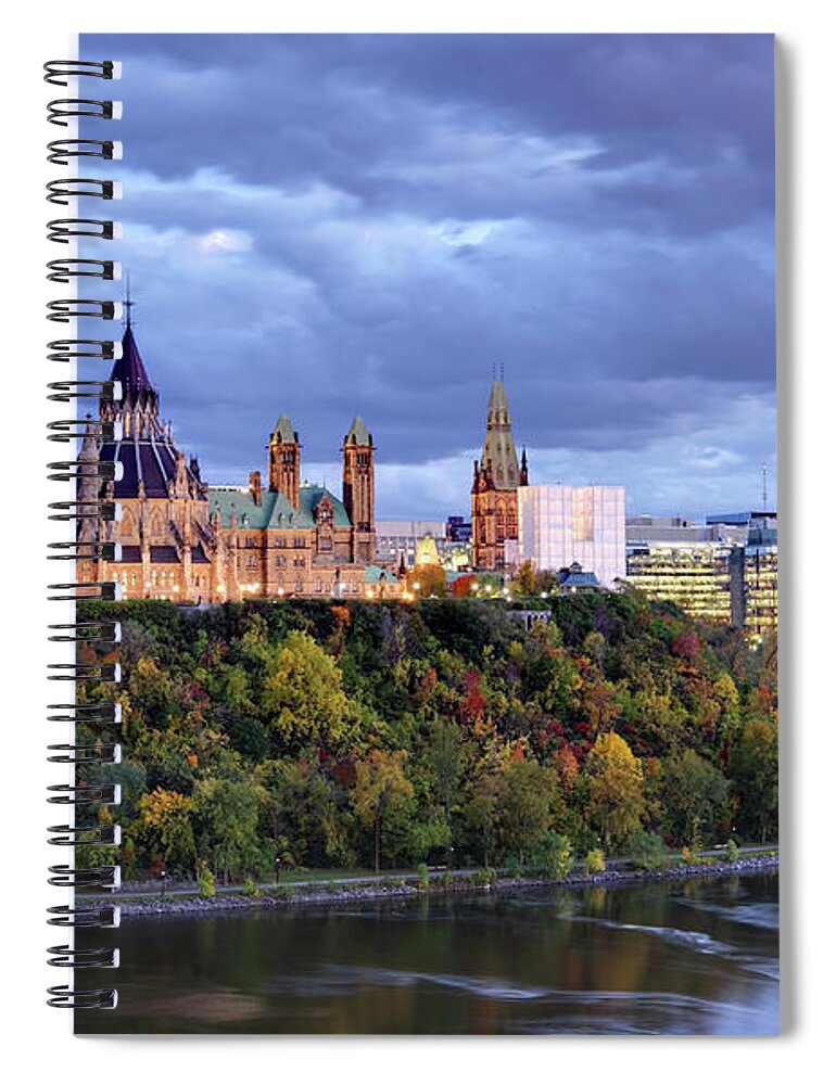 Downtown District Spiral Notebook featuring the photograph Parliament Hill Ottawa, Canada by Denistangneyjr