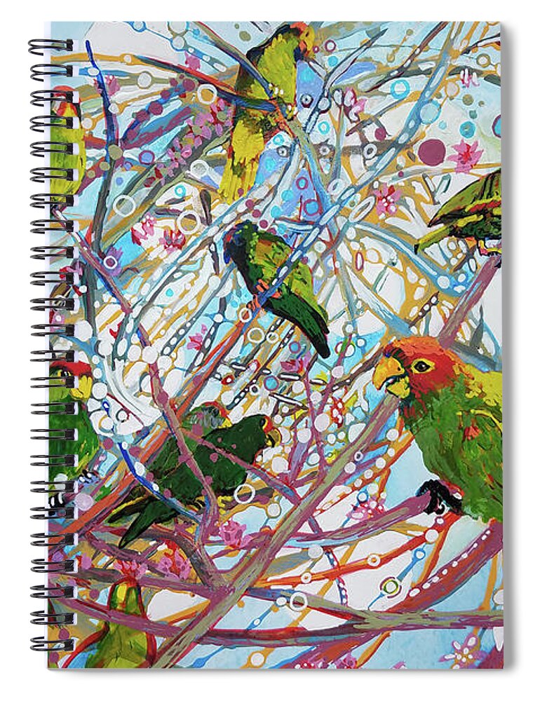 Parrot Spiral Notebook featuring the painting Parrot Bramble by Tilly Strauss