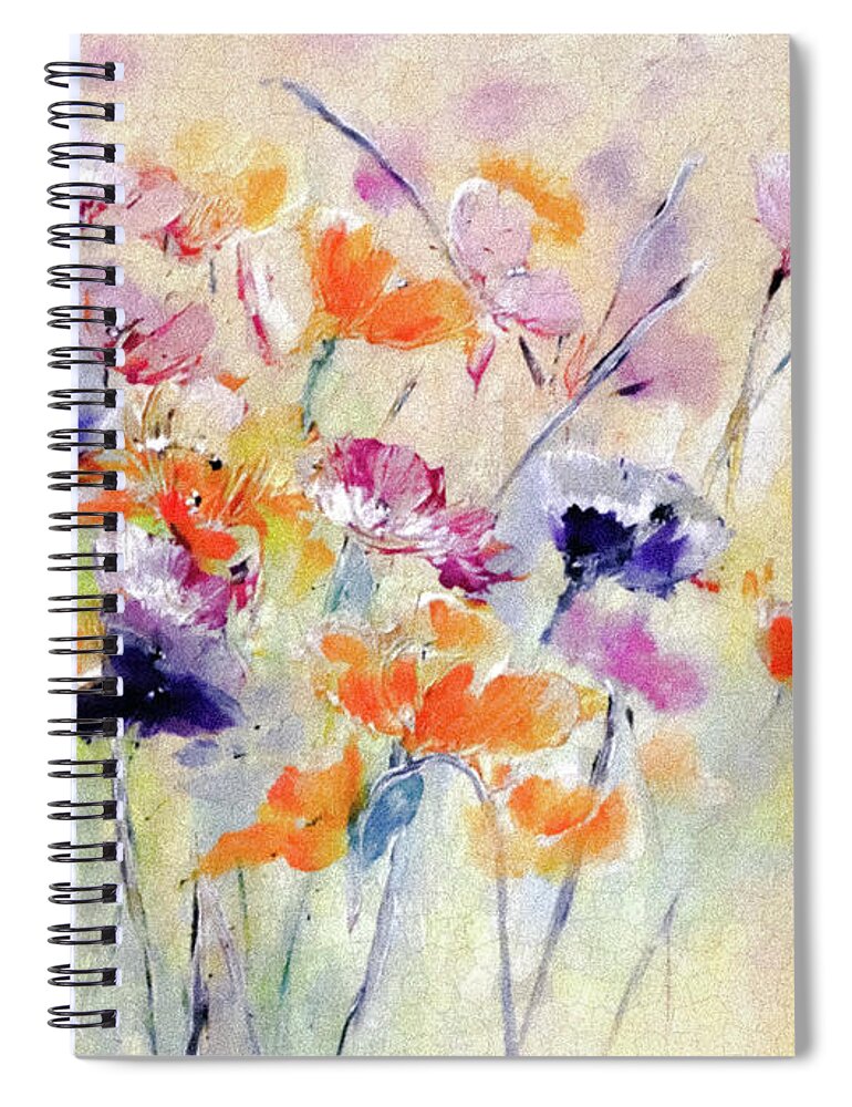 Pastel Spiral Notebook featuring the digital art Pastel Acrylic Spring Floral by Lisa Kaiser