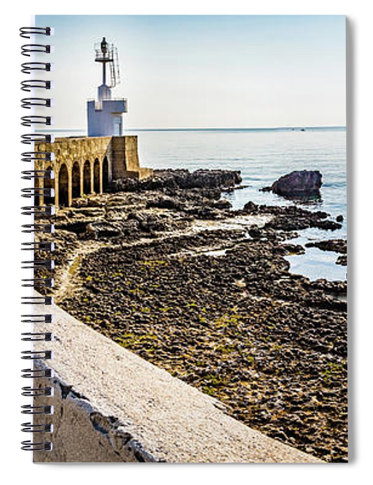 Italy Spiral Notebook featuring the photograph path to lighthouse on the Adriatic sea by Vivida Photo PC