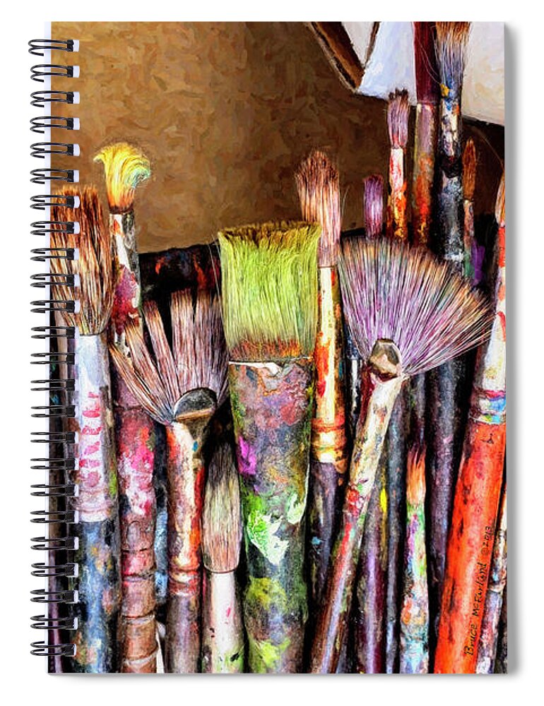  Spiral Notebook featuring the photograph Patrick Moran's Paint Brushes by Bruce McFarland