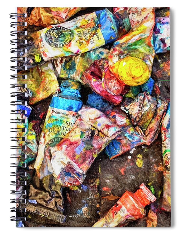  Spiral Notebook featuring the photograph Patrick Moran's Paint Tubes by Bruce McFarland
