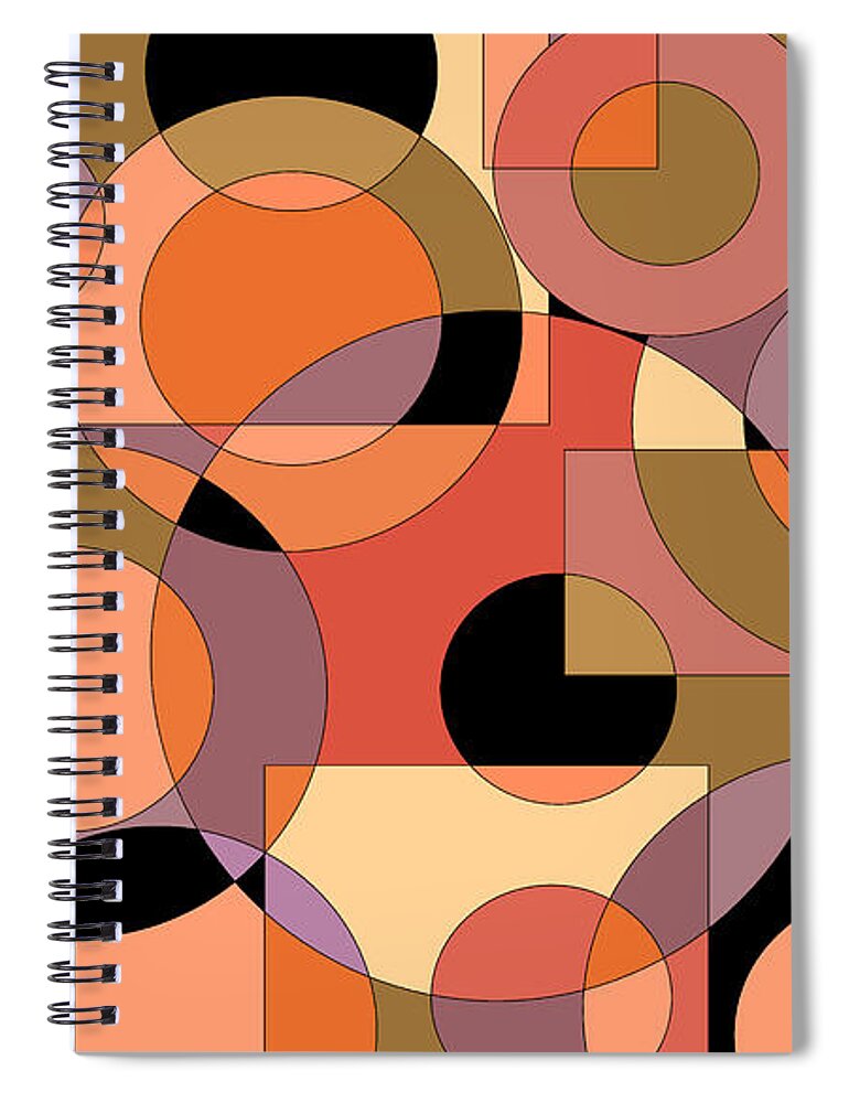 Peach Circle Abstract Spiral Notebook featuring the digital art Peach Circle Abstract by Val Arie