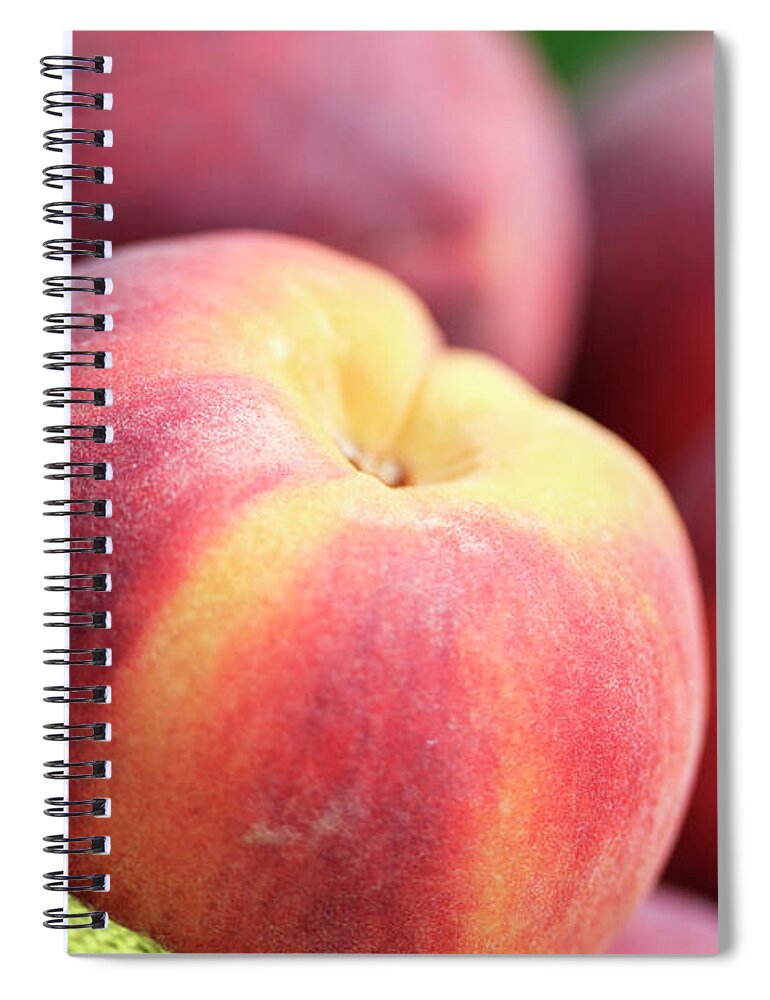 Juicy Spiral Notebook featuring the photograph Peach Macro by Nanjmoore