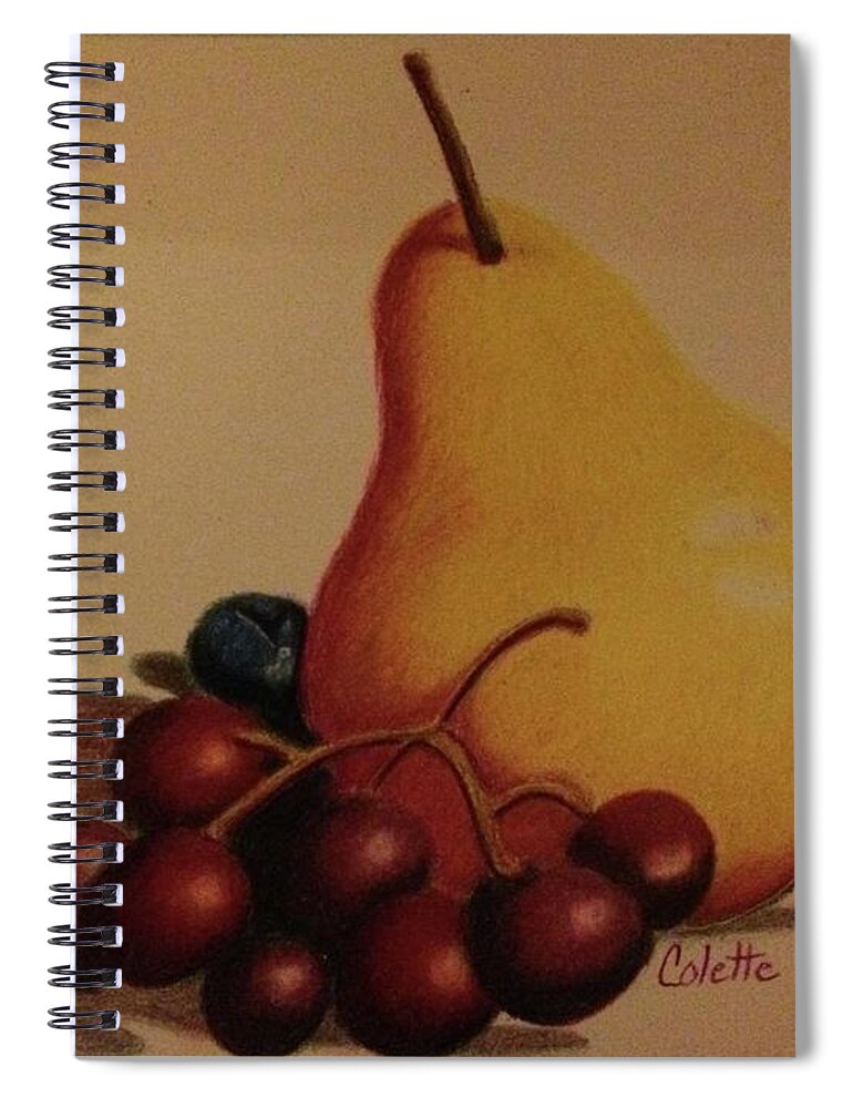 Still Life Spiral Notebook featuring the drawing Pear and grapes by Colette Lee