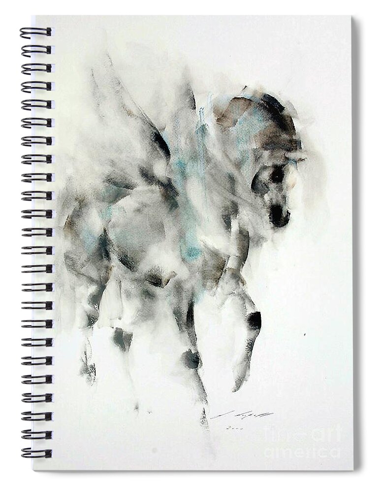 Horse Spiral Notebook featuring the painting Pegasus by Janette Lockett
