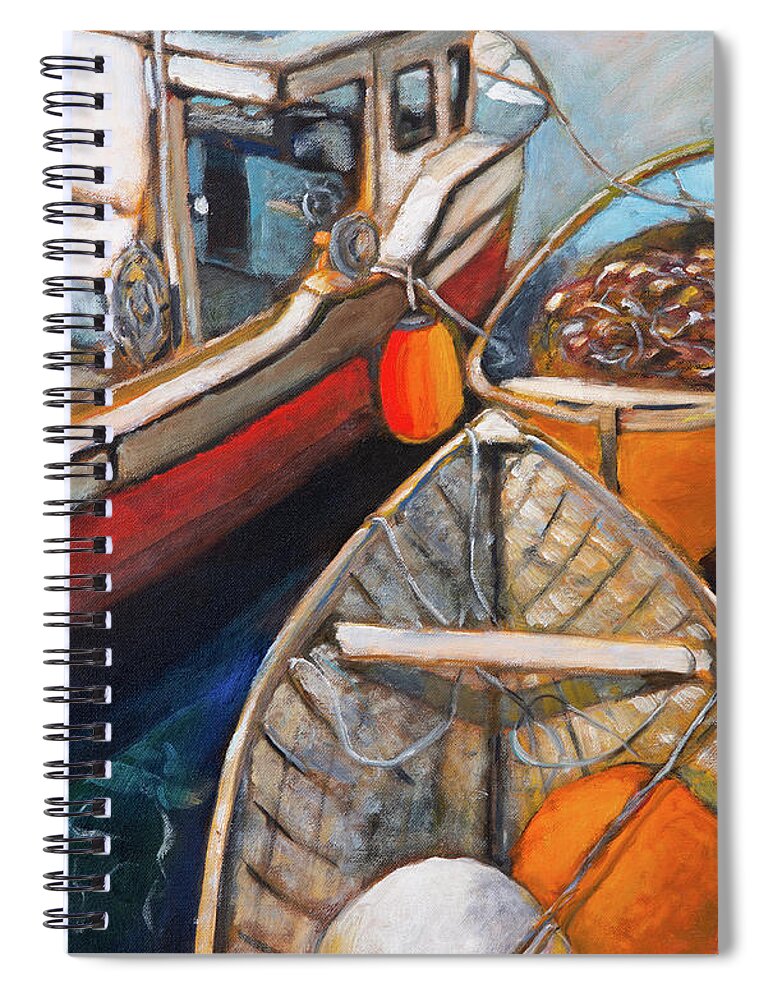 Nova Scotia Spiral Notebook featuring the painting Peggys Cove by Mike Bergen