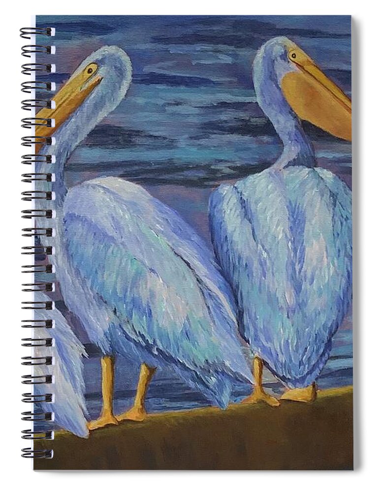 Pelican Spiral Notebook featuring the painting Pelican Blues by Jane Ricker