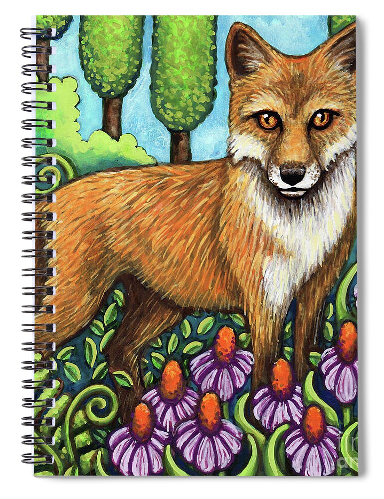 Animal Portrait Spiral Notebook featuring the painting Pensive Fox by Amy E Fraser