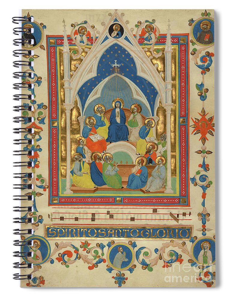 St Spiral Notebook featuring the painting Pentecost From The Laudario Of Sant Agnese by Master Of The Dominican Effigies