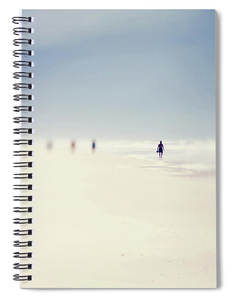 People Spiral Notebook featuring the photograph People Walking On The Beach by Angie Tanksley