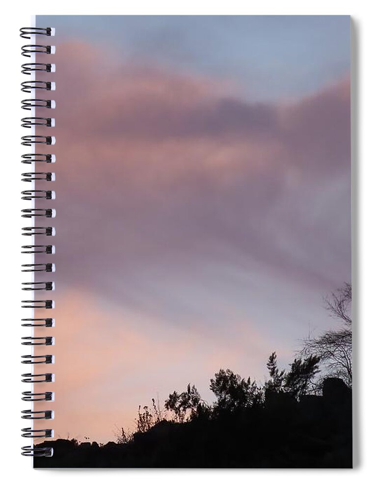 Affordable Spiral Notebook featuring the photograph Perch Silhouetted by Sunset Virga by Judy Kennedy