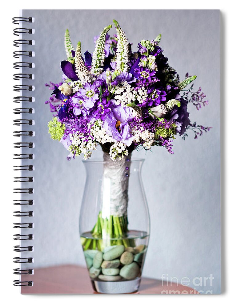 Arrangement Spiral Notebook featuring the photograph Perfect bridal bouquet for colorful wedding day with natural flowers. by Joaquin Corbalan