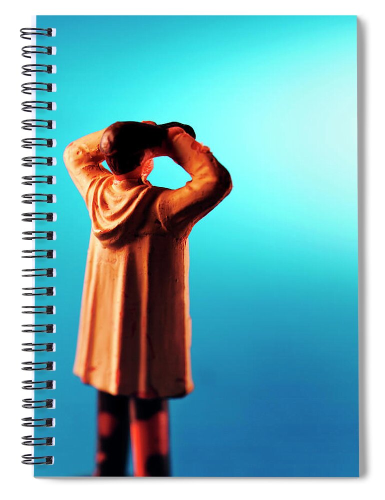 Adult Spiral Notebook featuring the drawing Person Looking Through Binoculars by CSA Images