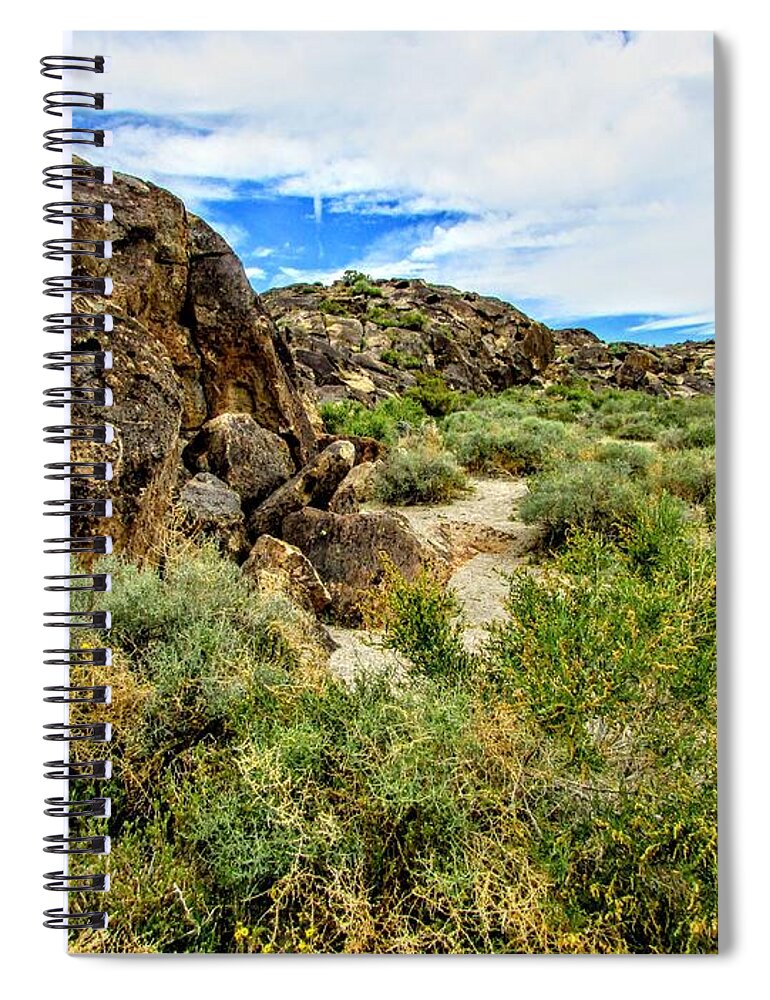 Sky Spiral Notebook featuring the photograph Petroglyphs by Marilyn Diaz