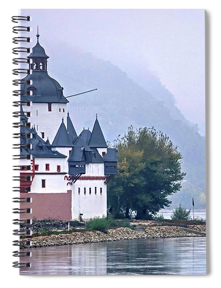 Estock Spiral Notebook featuring the digital art Pfalzgrafenstein Castle, Kaub, Germany by Hans-peter Merten