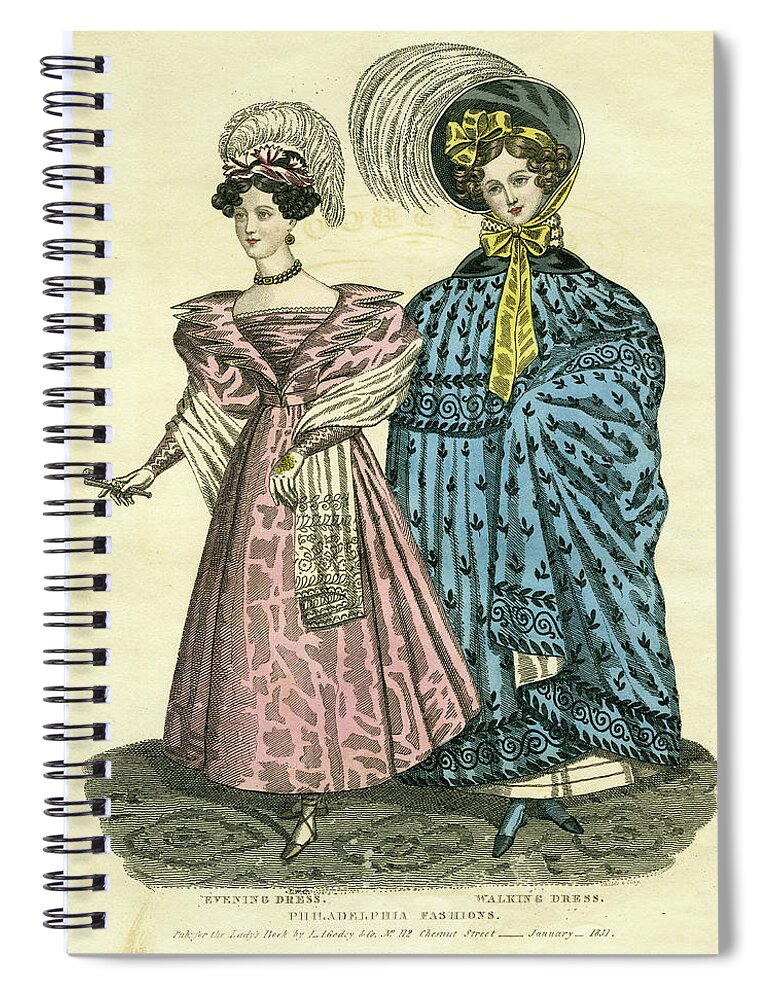 Evening Dress Spiral Notebook featuring the mixed media Philadelphia Fashions by E W C