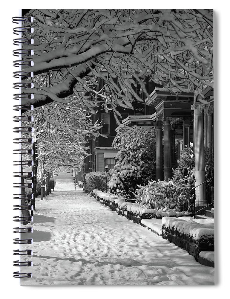 Shadow Spiral Notebook featuring the photograph Philadelphia Sidewalk In Snow by Youngvet