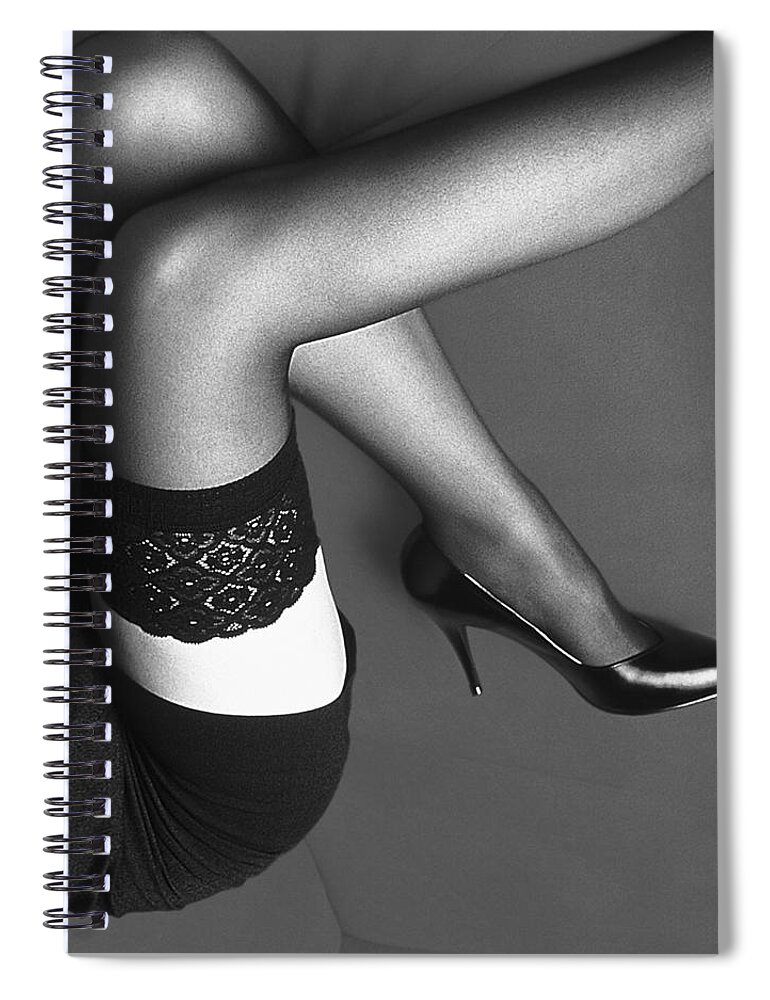 Cool Attitude Spiral Notebook featuring the photograph Photography Of A Woman With Garter Belt by Daj